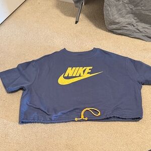 Nike Blue Crop Top with Yellow Logo
